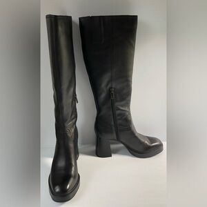 Naturalizer Women's Ona Platform Tall Black Leather Boots Size 7.5 New